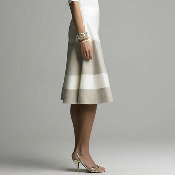 J Crew Collection Silk Linen A-Line Ivory Beige Skirt 4 - Picture 3 of 14